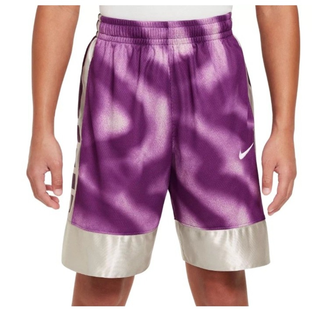 NEW Nike Dri-FIT Elite Boys Purple Tie Dye Basketball Shorts Kids Size Large
